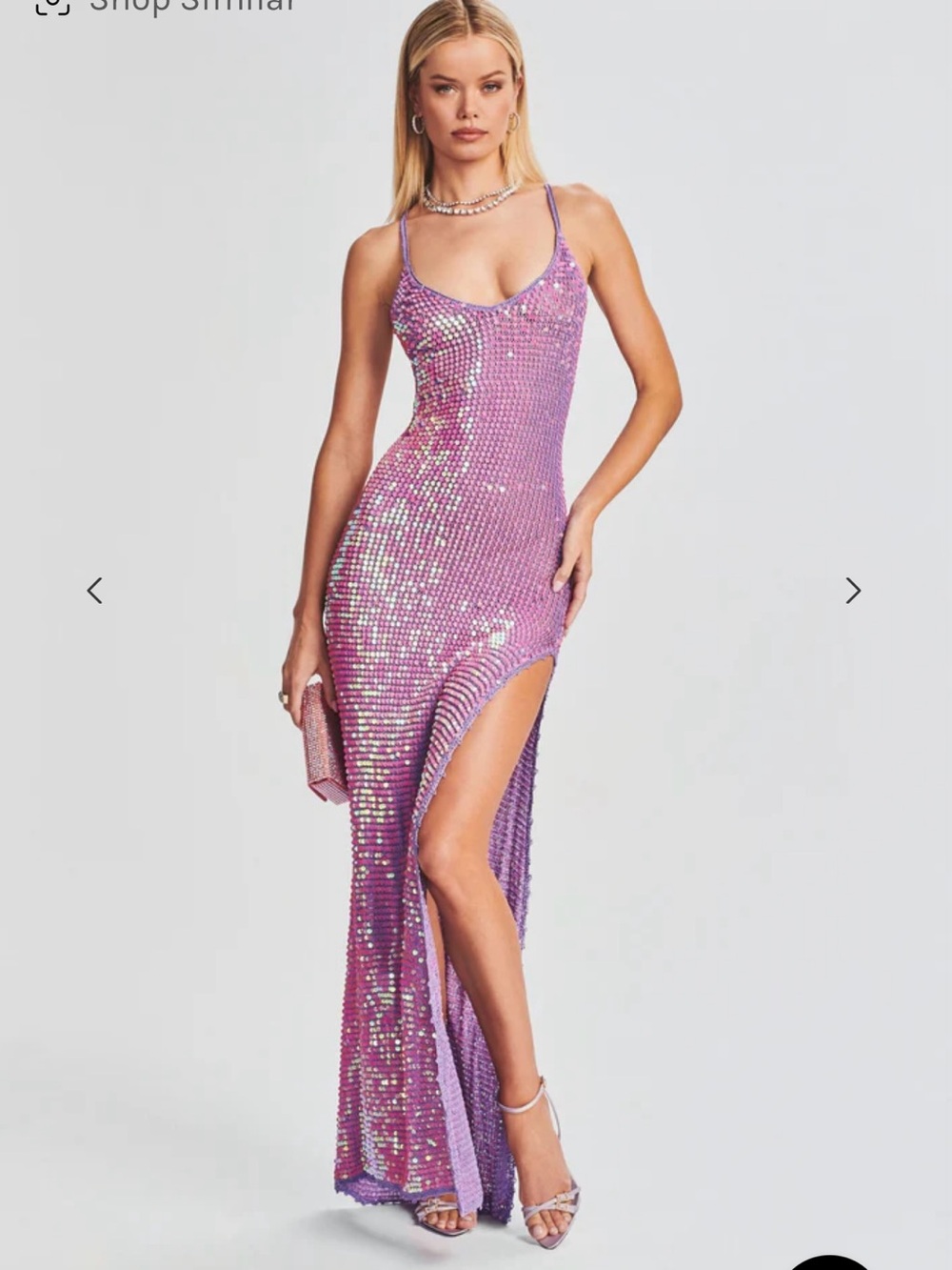 Retrofete Lilac Sequin High-Low Gown